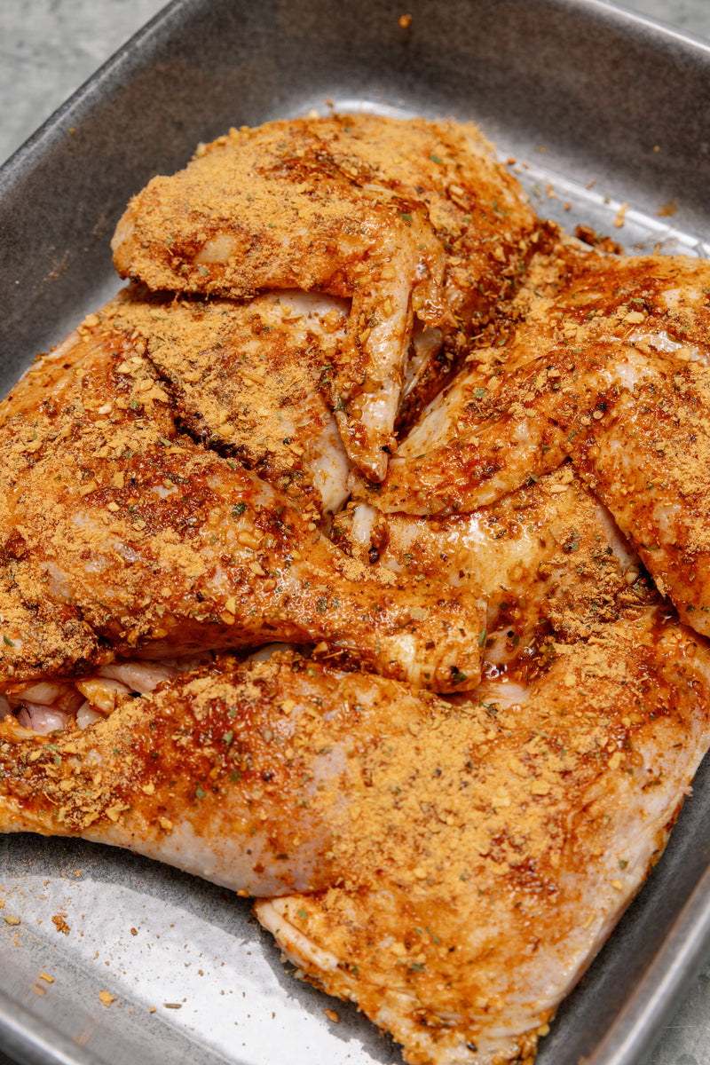 BUTTERFLIED MARINATED WHOLE CHICKEN (LEMON OREGANO) – More Than Meat